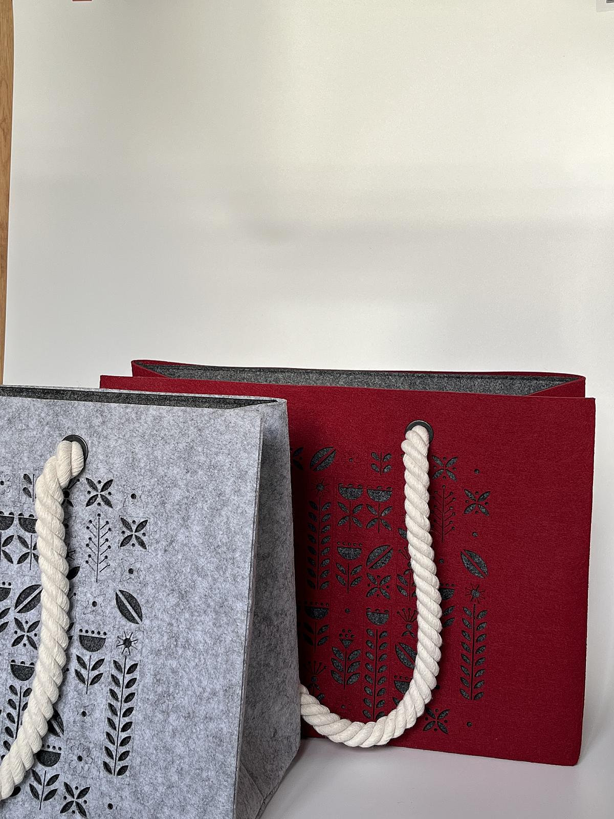 Шопер з фетру двошаровий, колекція «Весна» — міцні м’які ручки, M/L, з кишенями і блискавкою