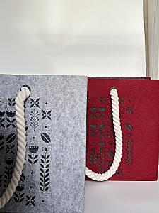 Шопер з фетру двошаровий, колекція «Весна» — міцні м’які ручки, M/L, з кишенями і блискавкою