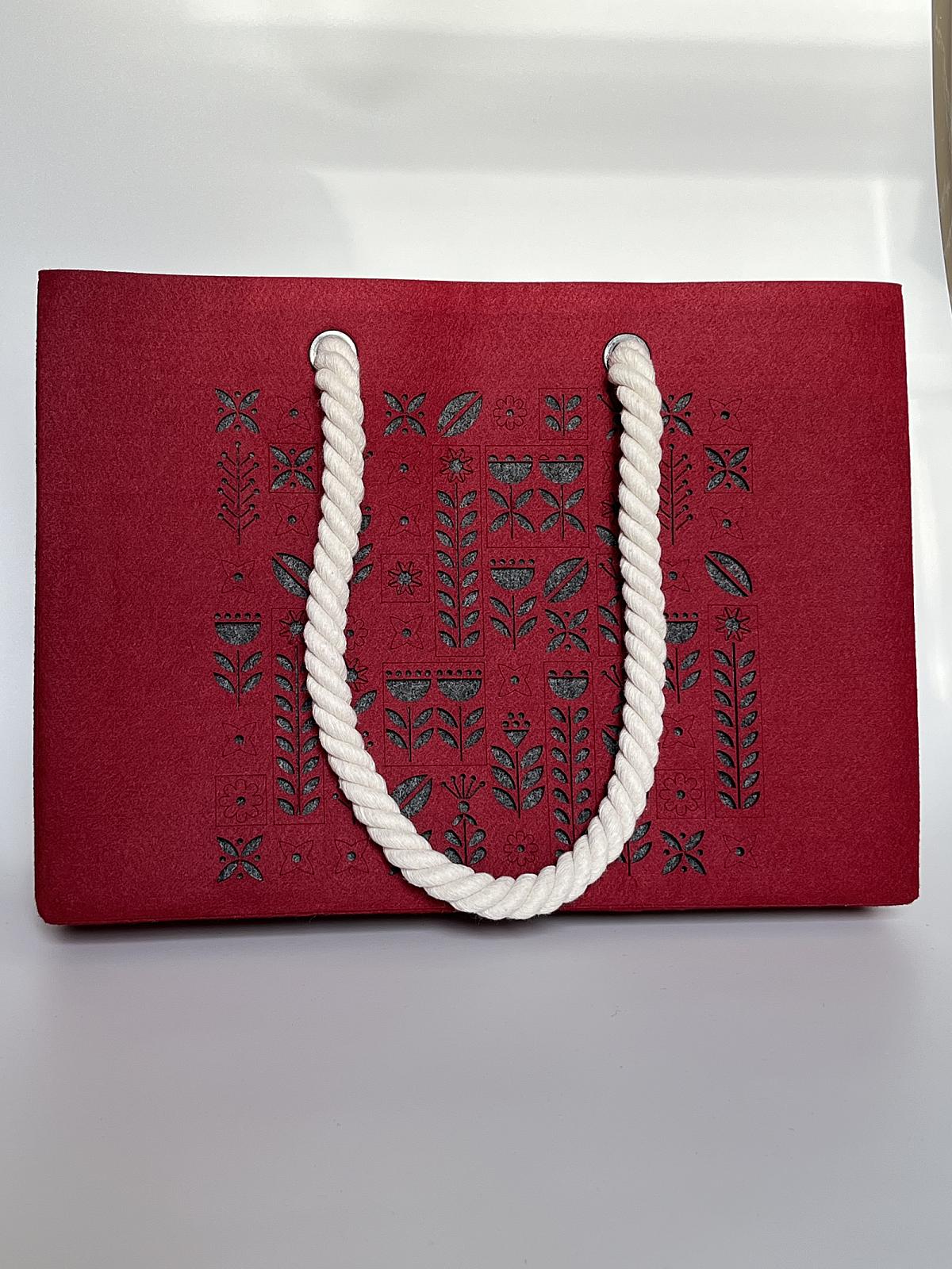 Шопер з фетру двошаровий, колекція «Весна» — міцні м’які ручки, M/L, з кишенями і блискавкою