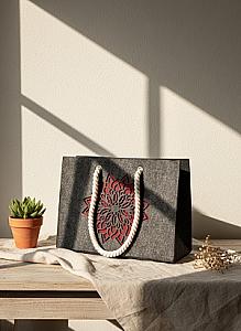 Шопер з фетру двошаровий, колекція «Сонях» — міцні м’які ручки, M/L, з кишенями і блискавкою