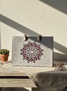 Шопер з фетру двошаровий, колекція «Сонях» — міцні м’які ручки, M/L, з кишенями і блискавкою