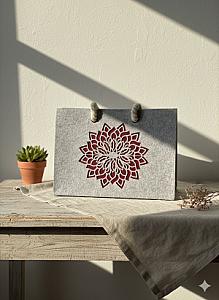 Шопер з фетру двошаровий, колекція «Сонях» — міцні м’які ручки, M/L, з кишенями і блискавкою