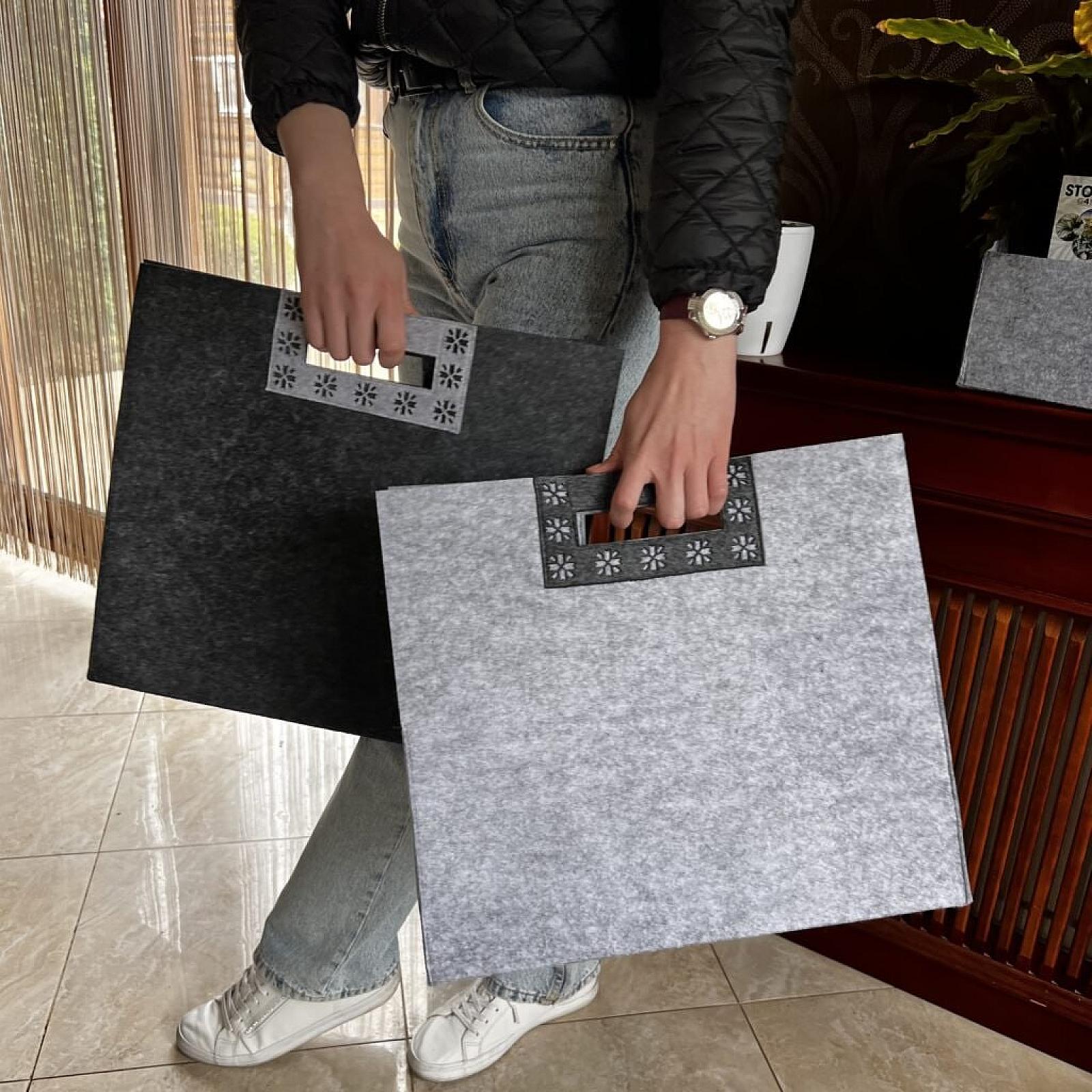 ОПТ від 50 штук. Шопер Пакет "Трапеція" з фетру одношаровий — міцні ручки, M/L, різні кольори, практичний еко-пакет