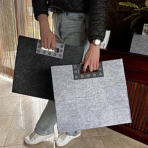 ОПТ від 50 штук. Шопер Пакет "Трапеція" з фетру одношаровий — міцні ручки, M/L, різні кольори, практичний еко-пакет