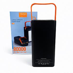 Портативний павербанк Tugii Y108 80000 мА·ч з LED-ліхтариком та дисплеєм (22,5W, 7 портів) – надійне джерело енергії для дому та подорожей