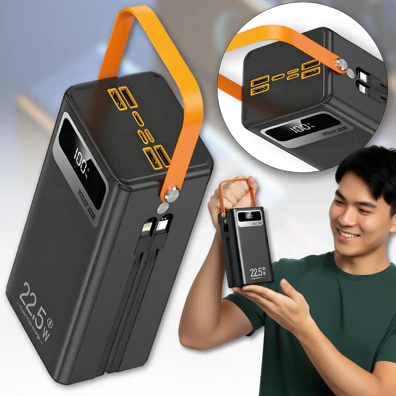 Павербанк-Гігант 60000mAh "Повна Автономність" + Потужний LED-Прожектор (22.5 Вт)