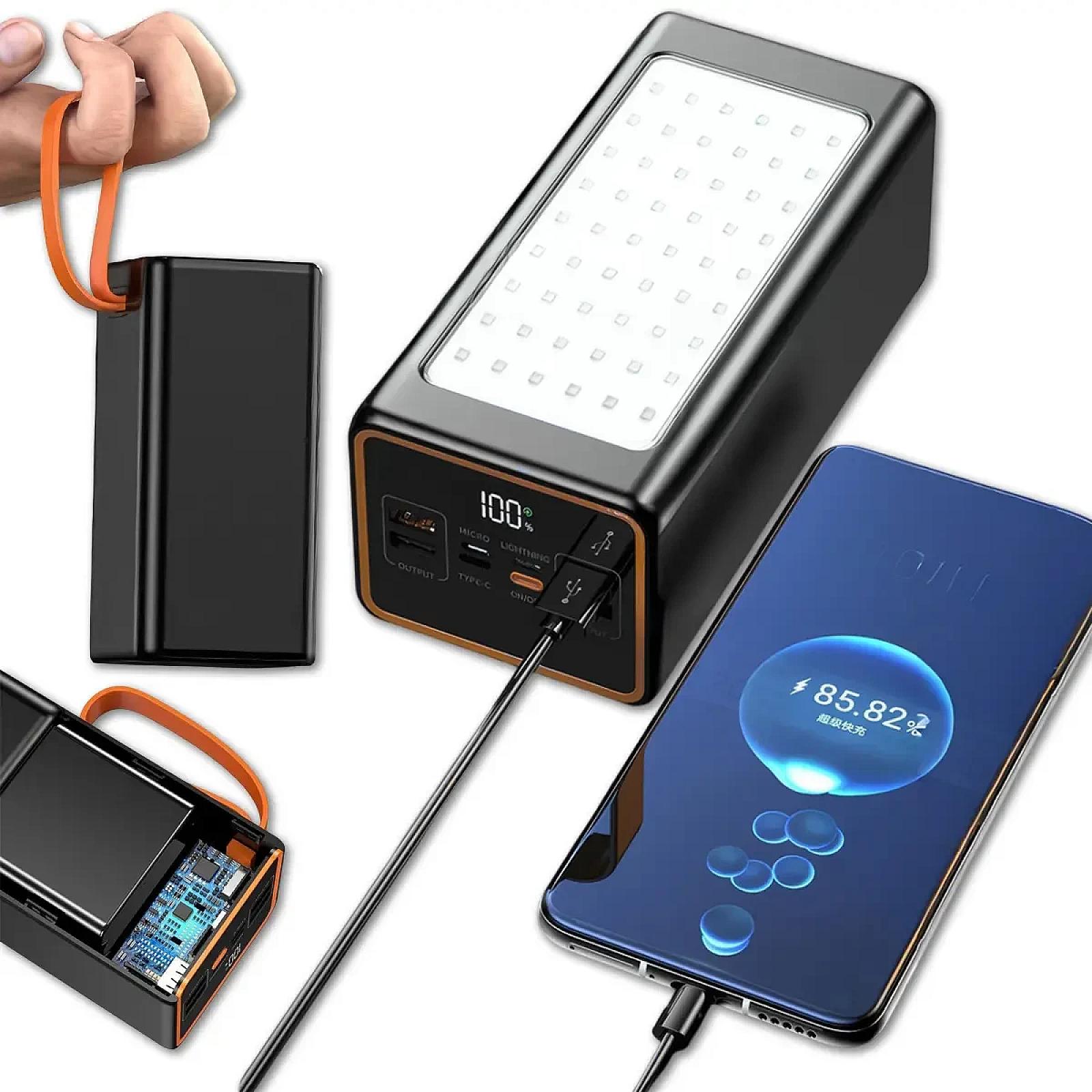 Потужний Power Bank 70000 mAh з швидкою зарядкою  20W,  LED-лампою