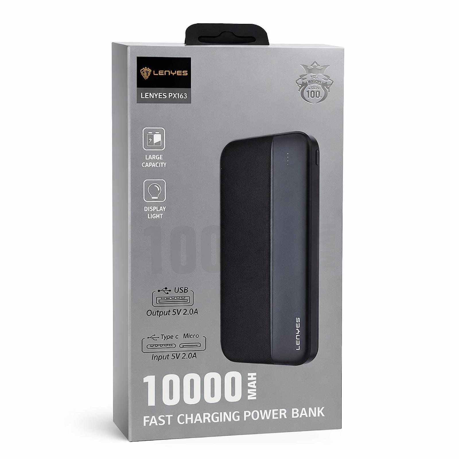 Зовнішній акумулятор Power Bank Lenyes PX163 10000 мАг