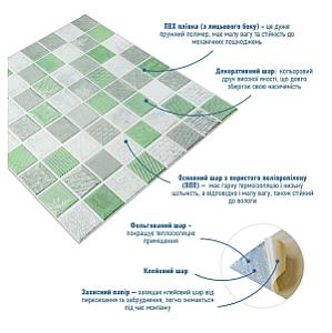 Панель стінова 3D 700х700х4мм Мозаїка зелена
