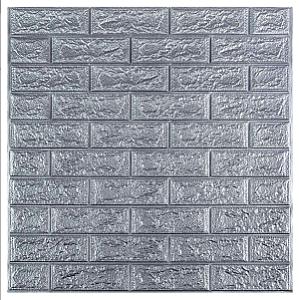 3D панель самоклеюча 700х770х3мм цегла Срібло