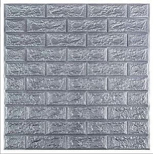 3D панель самоклеюча 700х770х3мм цегла Срібло