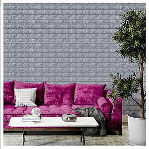 3D панель самоклеюча 700х770х3мм цегла Срібло