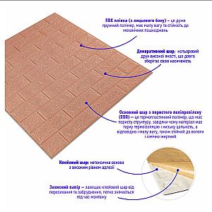 3D панель самоклеюча 700x770x3мм цегла Пудра