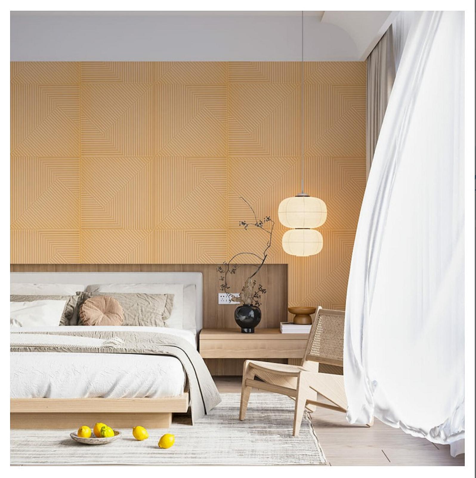 Самоклеюча декоративна 3D панель Бамбук Жовто-пісочний