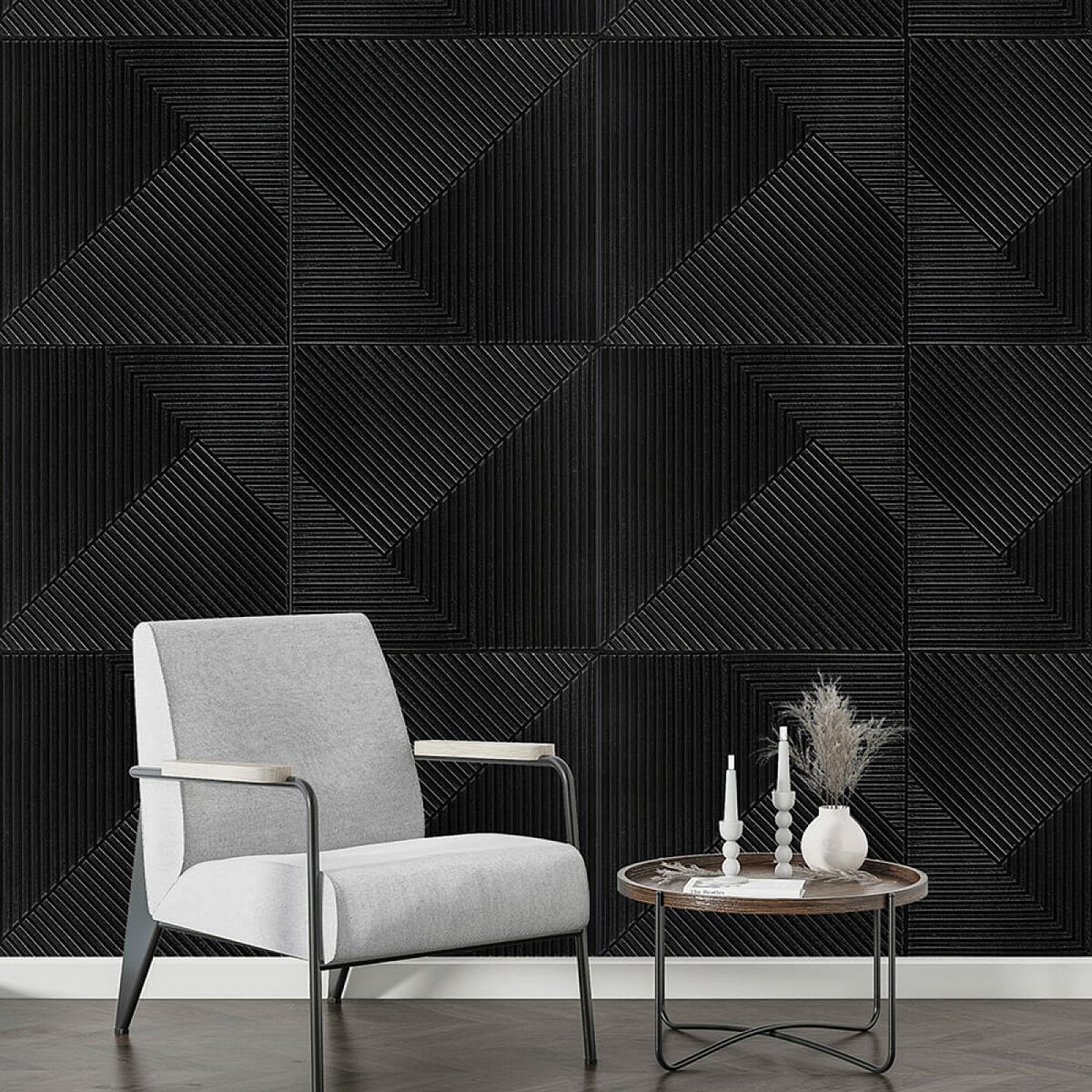 Панель стінова 3D 500х500х5мм Бамбук Чорний