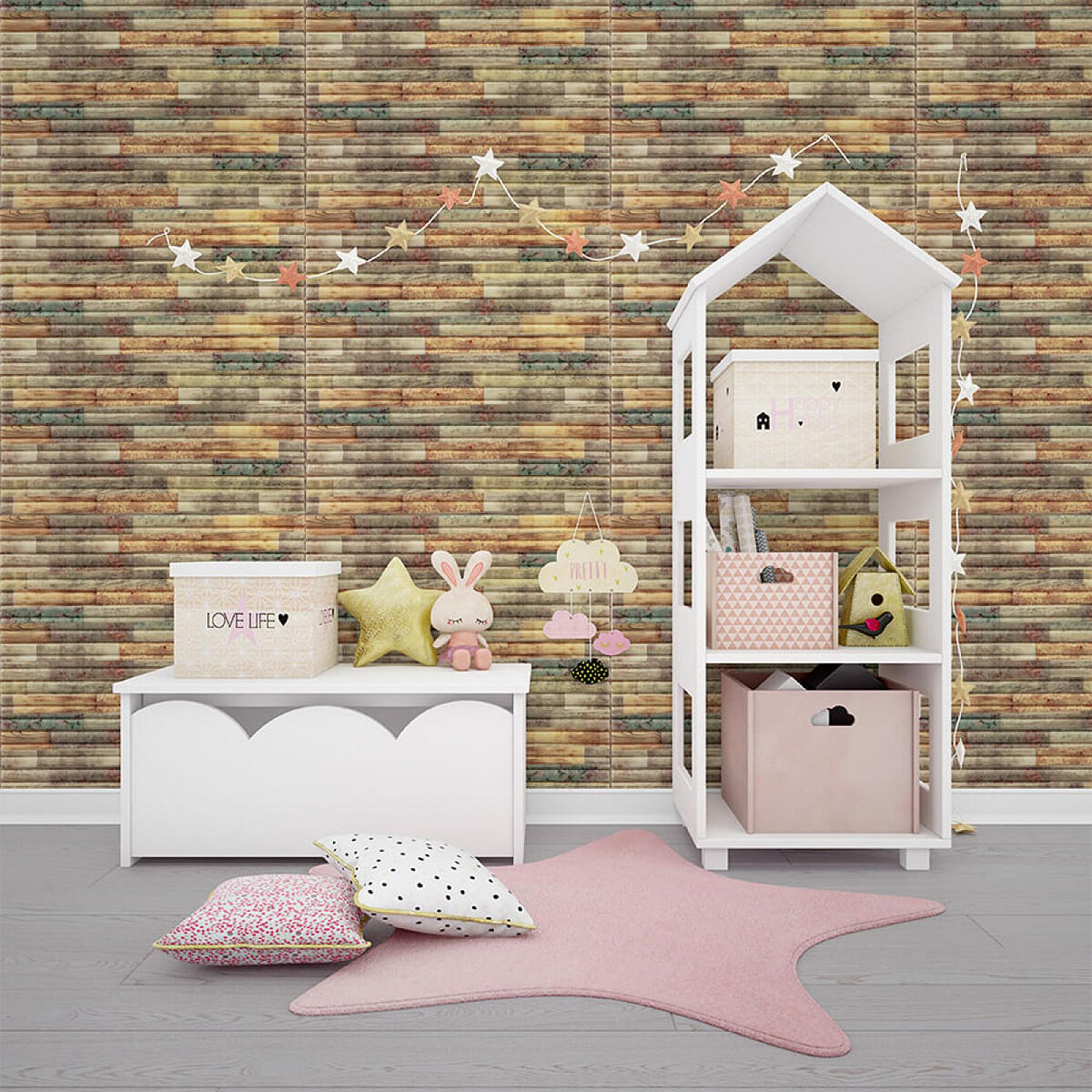 Самоклеюча декоративна 3D панель 700x700x8.5мм мікс бамбук кольоровий (073)