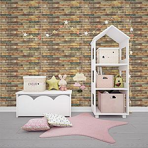 Самоклеюча декоративна 3D панель 700x700x8.5мм мікс бамбук кольоровий (073)