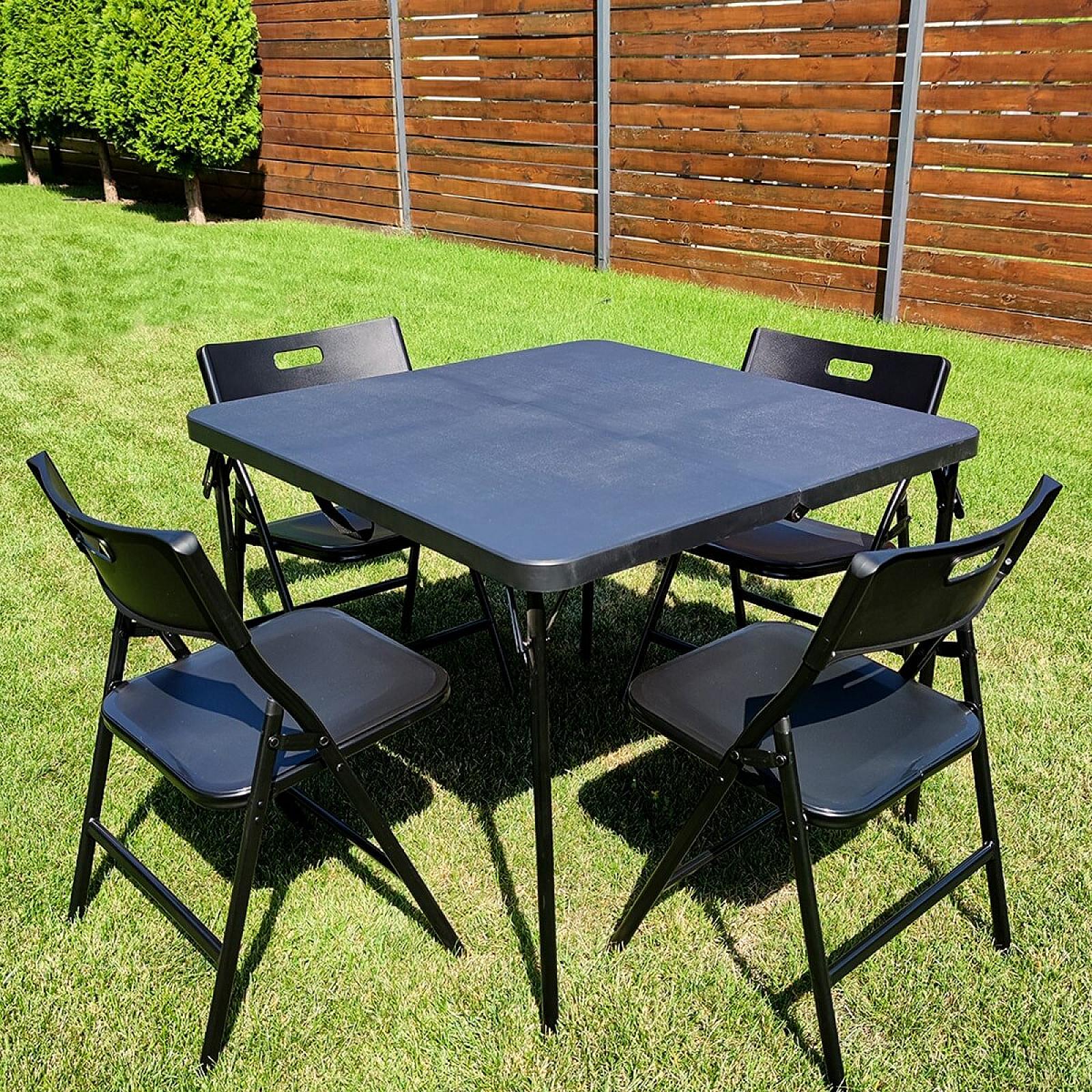 Набір меблів складний (Стіл і 4 стільця), Чорний (з сумкою)