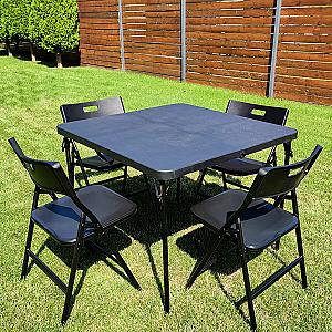 Набір меблів складний (Стіл і 4 стільця), Чорний (з сумкою)