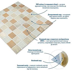 Панель стінова 3D 700х700х4мм Мозаїка бежева
