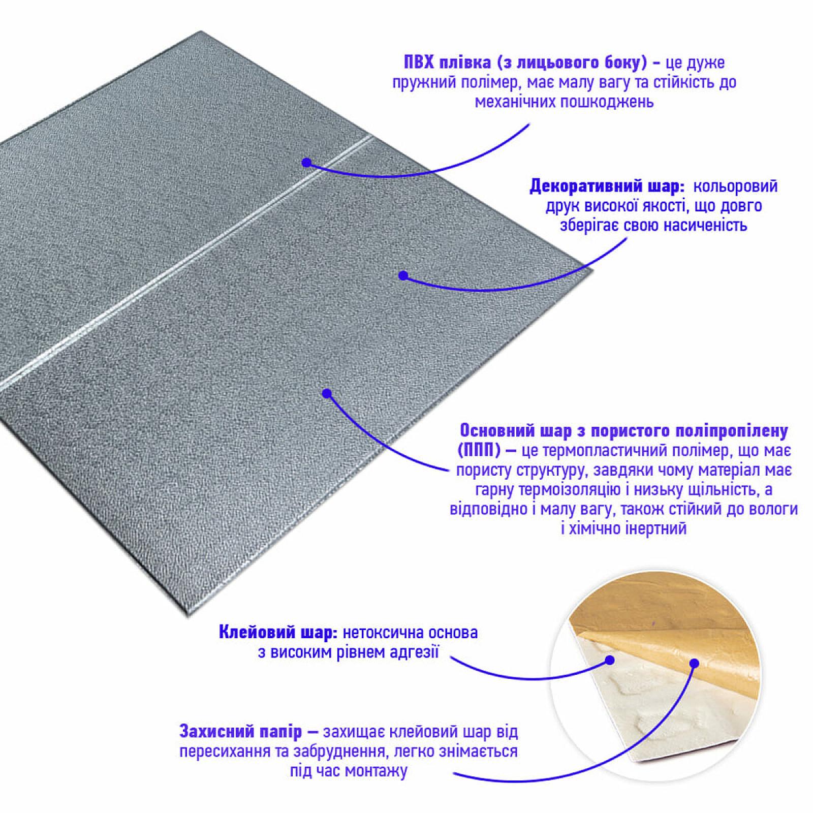 Панель 3D 680х700х4мм Срібний квадрат