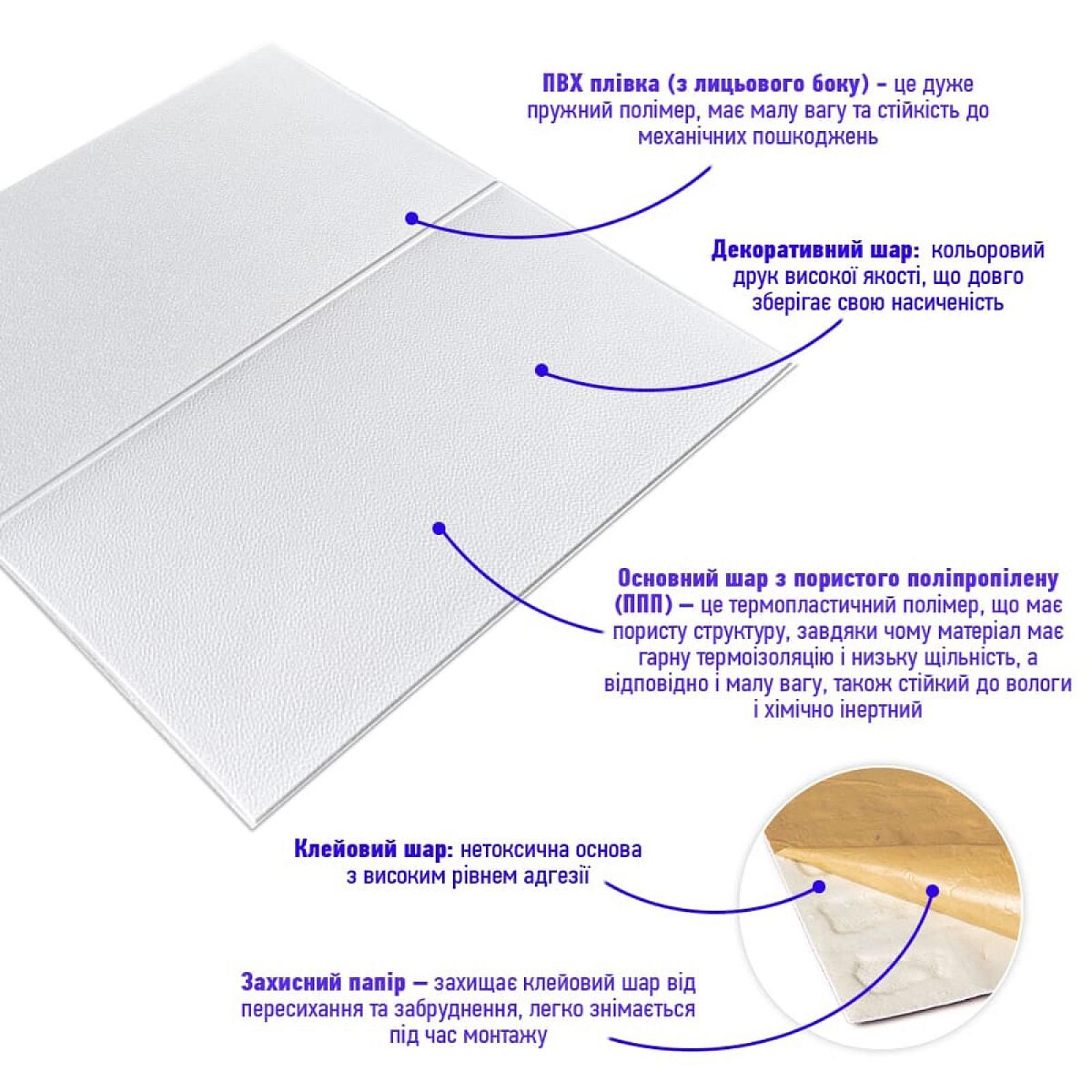 Панель стінова 3D 700х700х3мм Квадрат білий