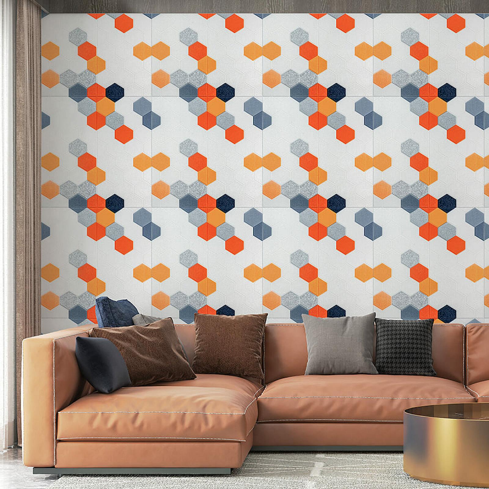 Панель стінова 3D 700х700х4мм Мозаїка помаранчева