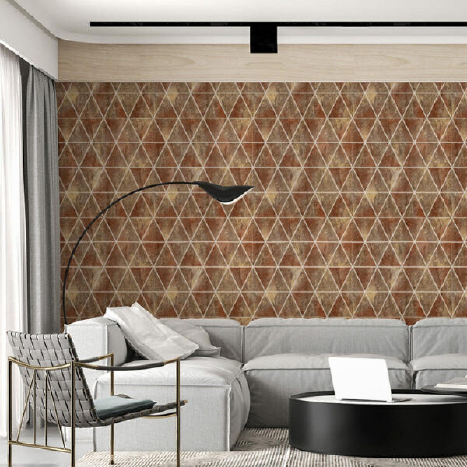 Панель стінова 3D 700х700х4мм Ромби коричневі вінтаж