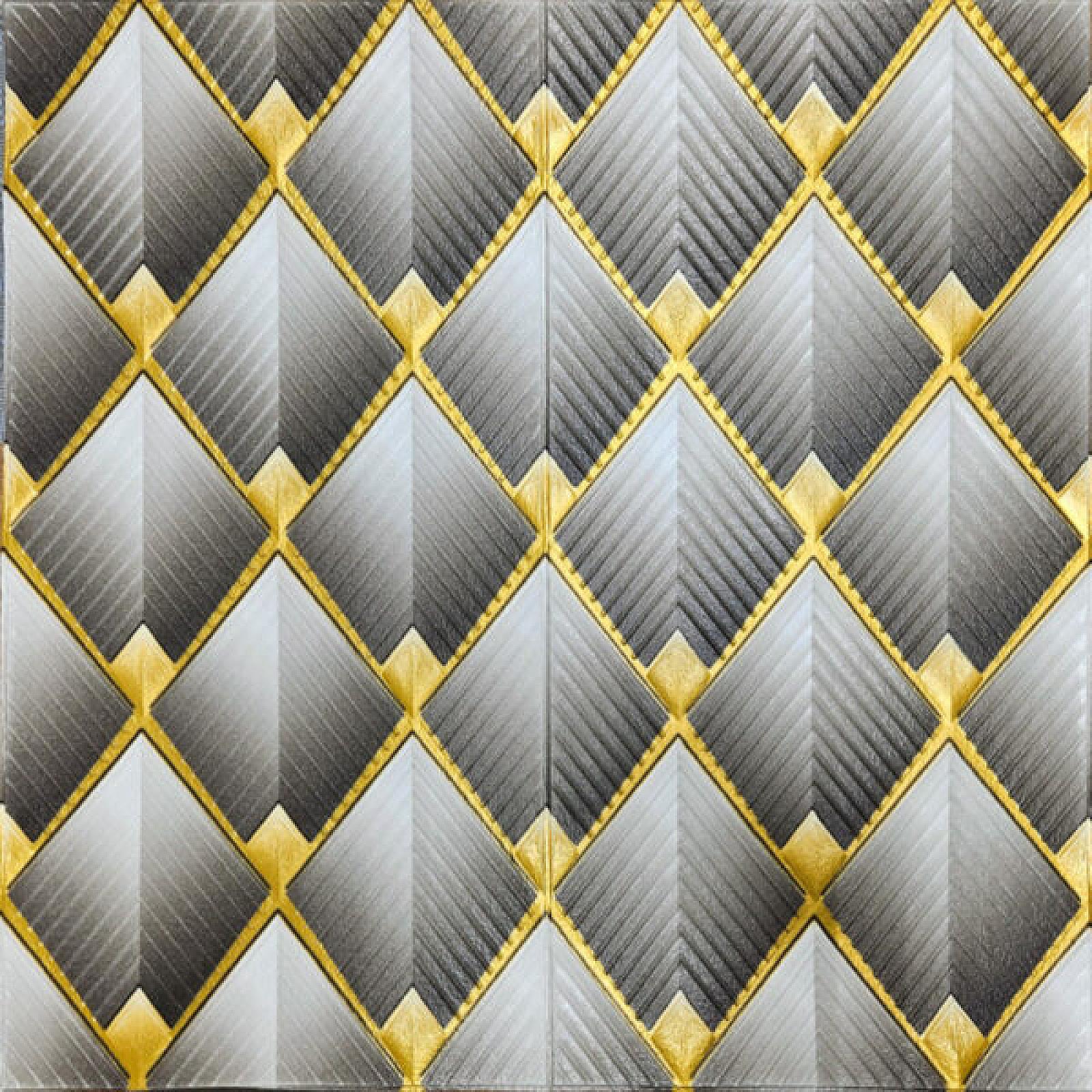 Панель стінова 3D 700х700х4мм Ромби сірі