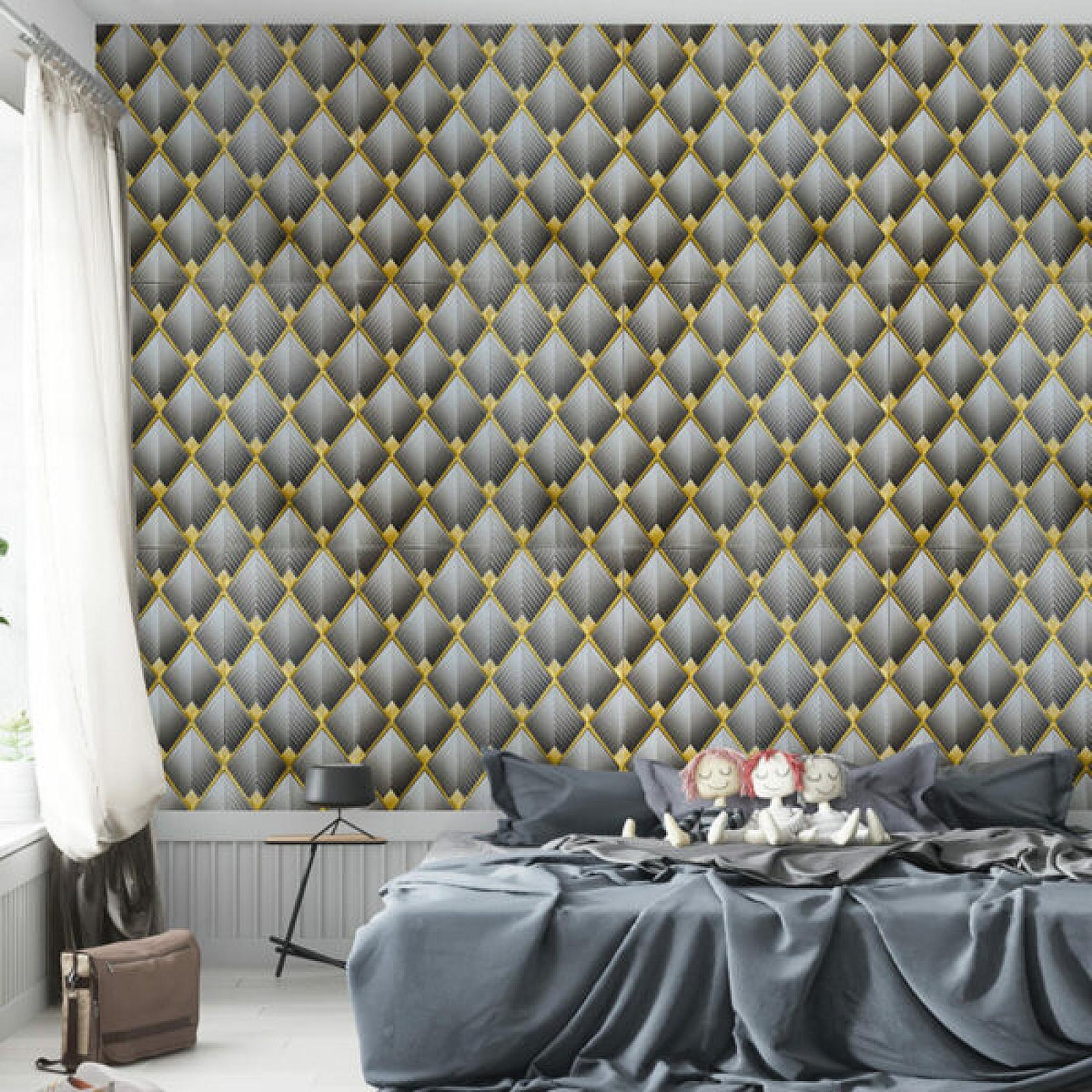 Панель стінова 3D 700х700х4мм Ромби сірі