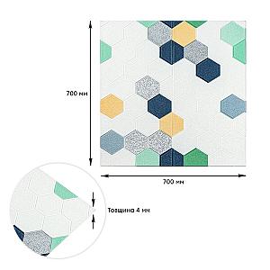 Панель стінова 3D 700х700х4мм Мозаїка синьо-жовта
