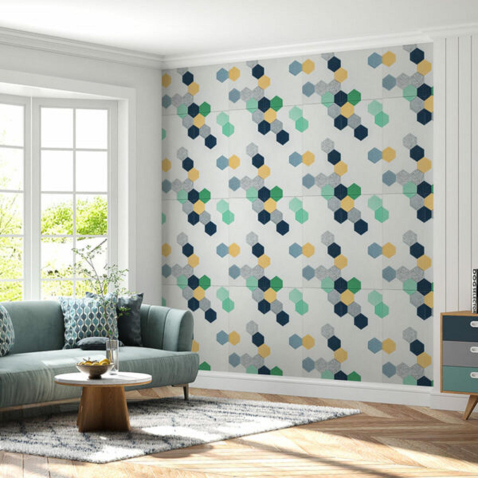 Панель стінова 3D 700х700х4мм Мозаїка синьо-жовта