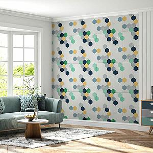 Панель стінова 3D 700х700х4мм Мозаїка синьо-жовта