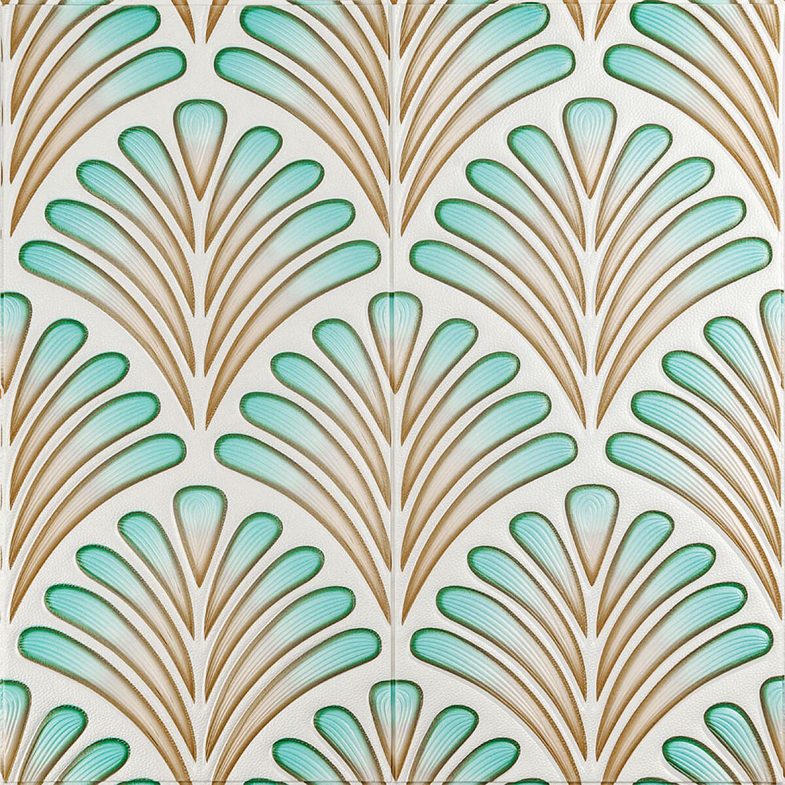 Панель стінова 3D 680х680х4мм Коричнево-зелений візерунок