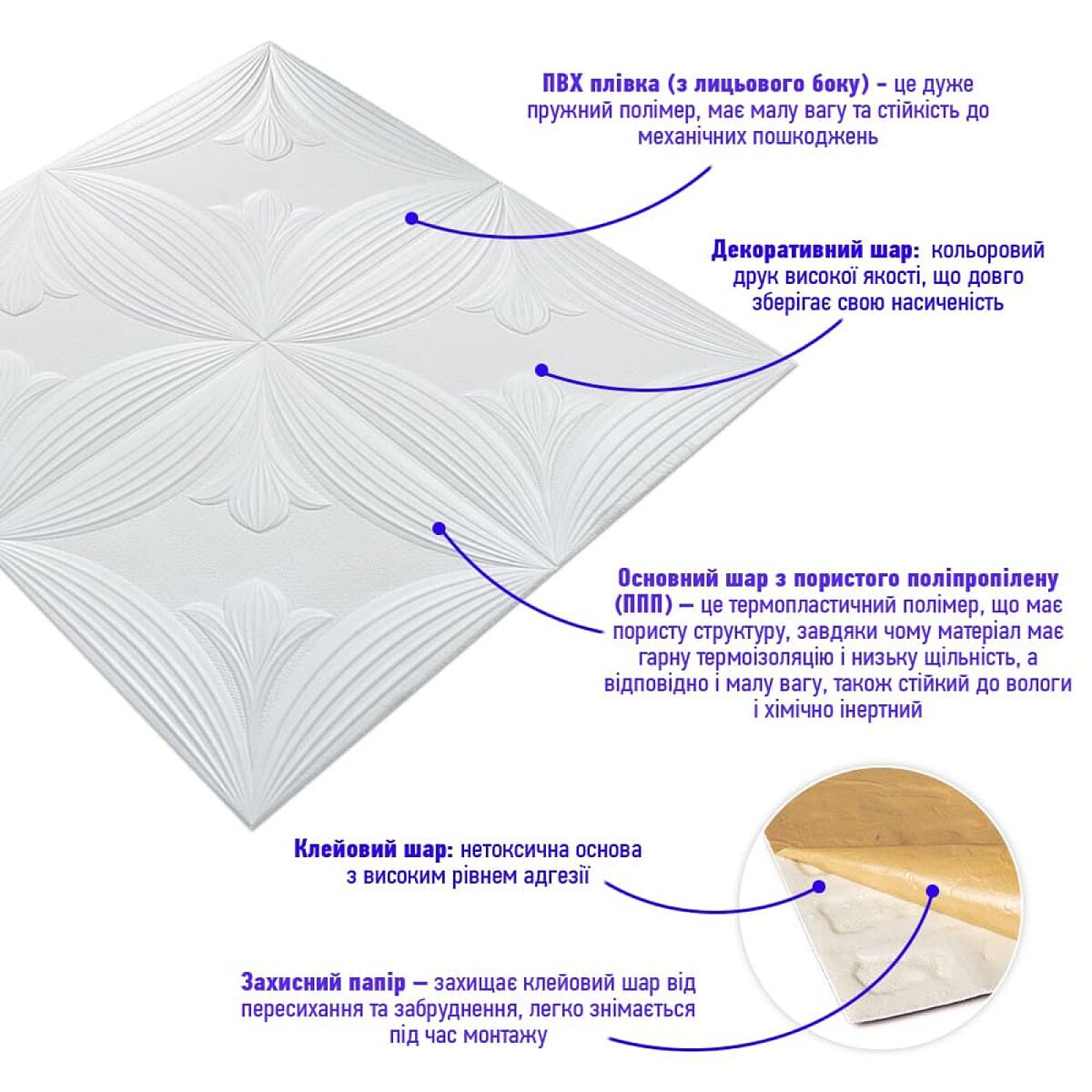 Панель біла 3D 700х700х6мм