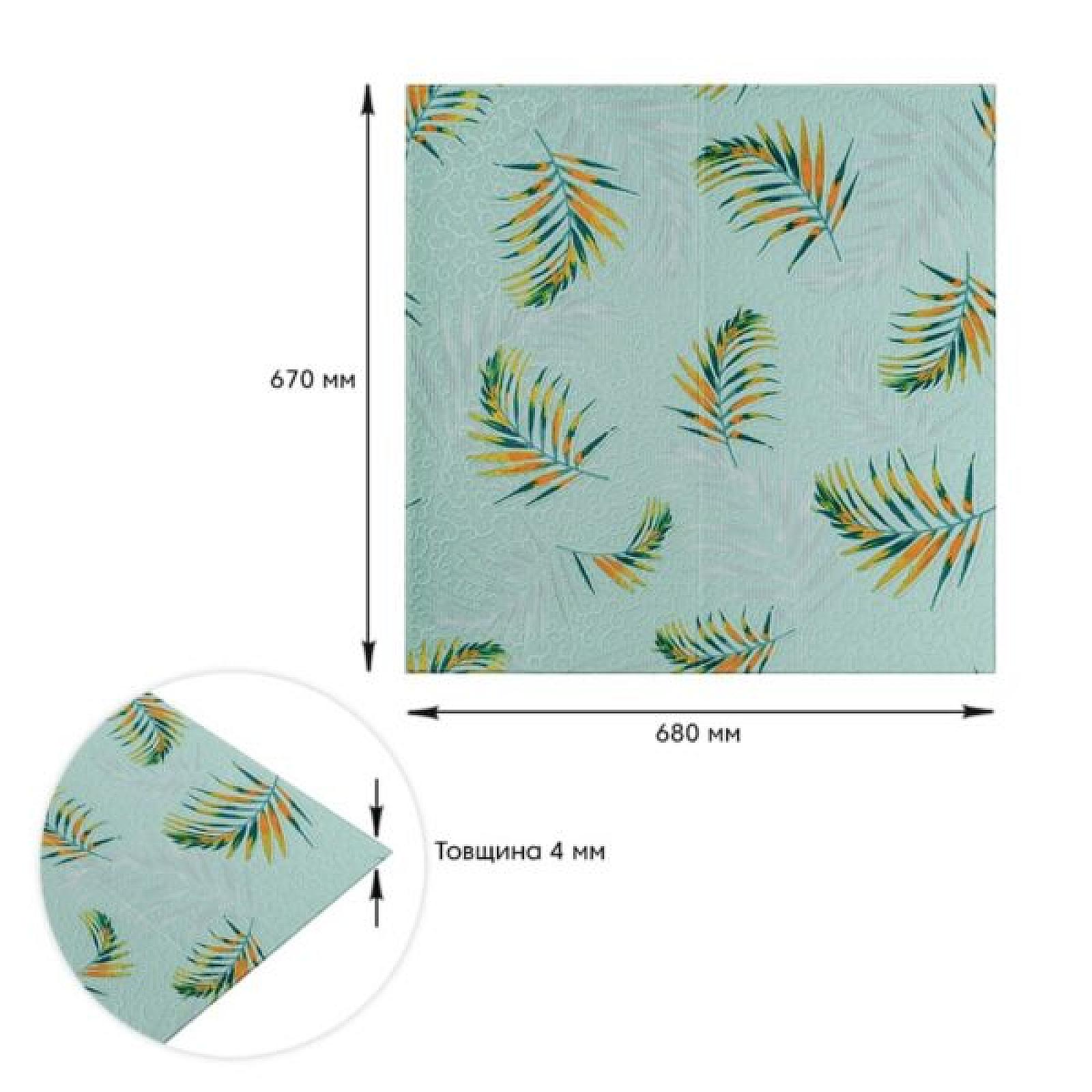 Панель стінова 3D 680х670х4мм Папороть на світло-зеленому фоні (D)