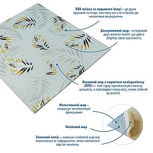 Панель стінова 3D 680х670х4мм Папороть на сірому фоні (D)