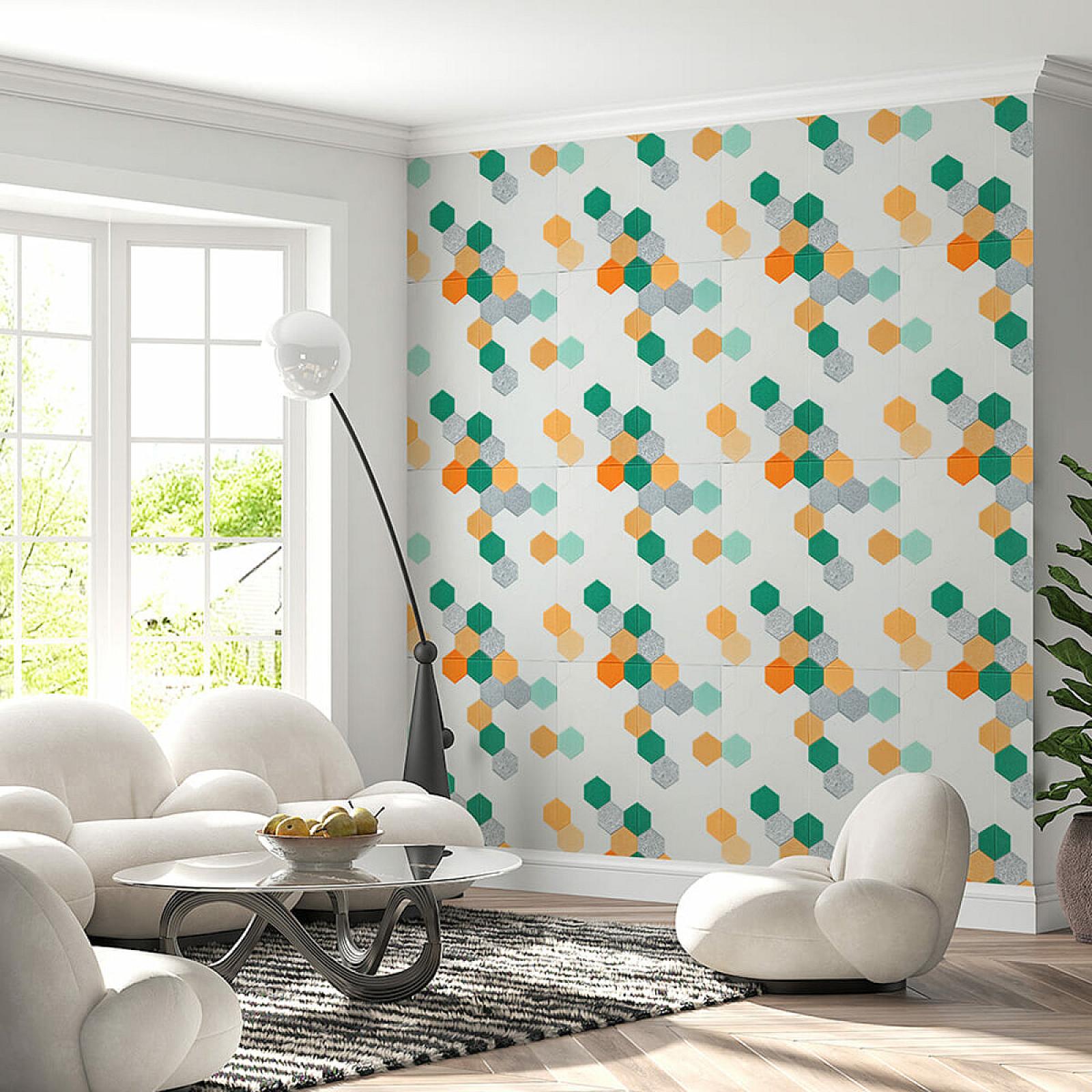 Панель стінова 3D 700х700х4мм Мозаїка зелено-жовта