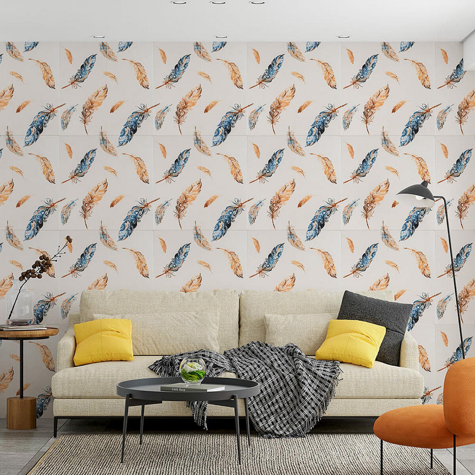 Панель стінова 3D 700х700х4мм Пір'я різнокольорові