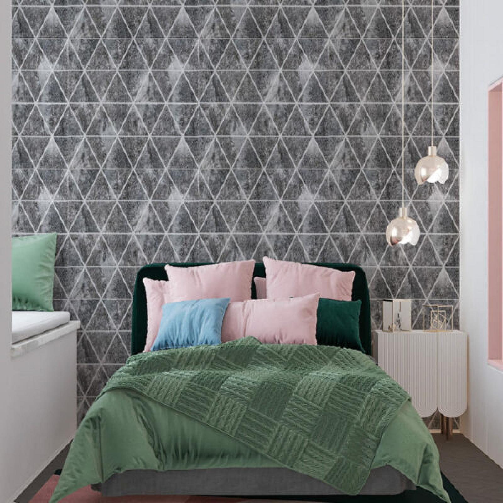 Панель стінова 3D 700х700х4мм Ромби сірі вінтаж