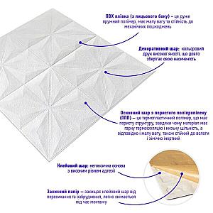 Самоклеюча декоративна стельово-стінова 3D панель 700x700x5мм Зірки (116)