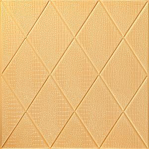 Панель 3D самоклейна декоративна для стін та стелі «Ромб під шкіру», бежева, 700х700х5мм