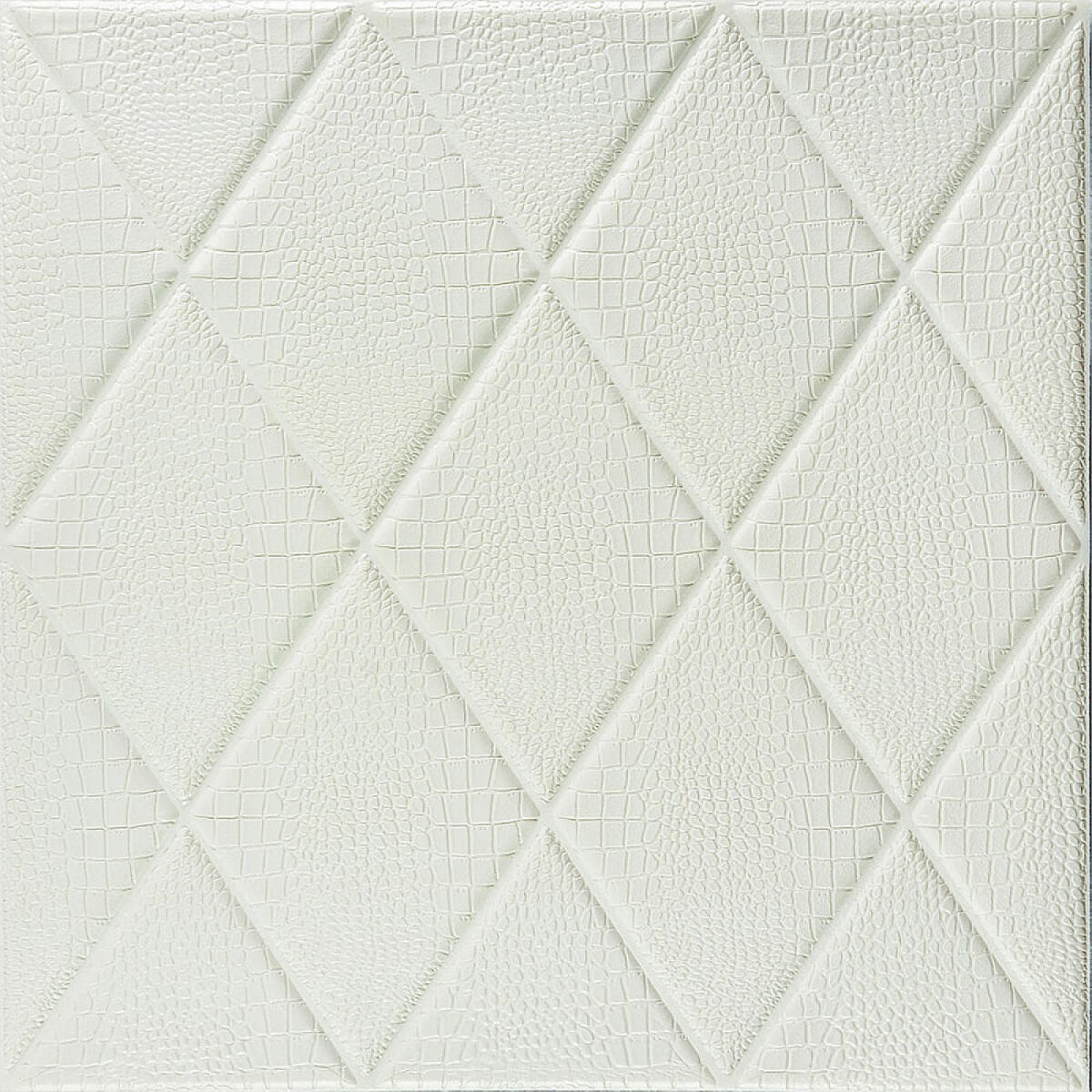 Самоклеюча декоративна стельово-стінова 3D панель «Ромби під шкіру» 700×700×6мм (161)