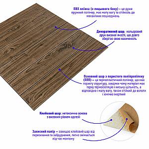 Декоративна 3D панель самоклейка 700x700x5мм Темний дуб (083)