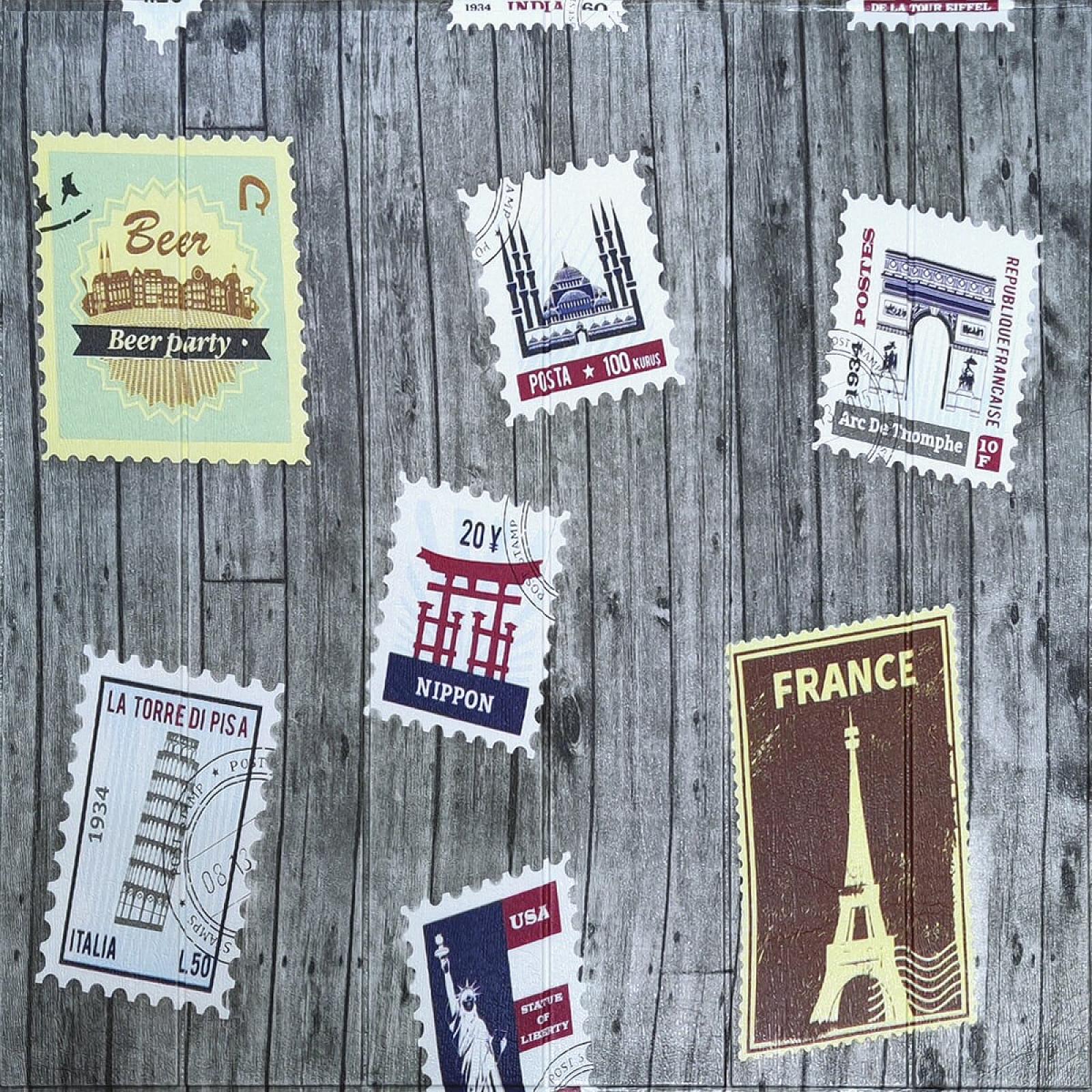 Самоклеюча 3D панель 700х700х4мм Поштові марки (091)