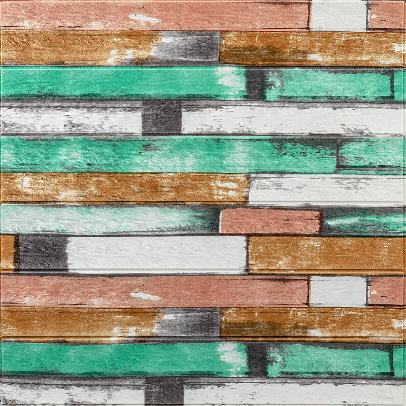 Самоклеюча декоративна 3D панель 700x700x5мм М'ятне дерево (057)