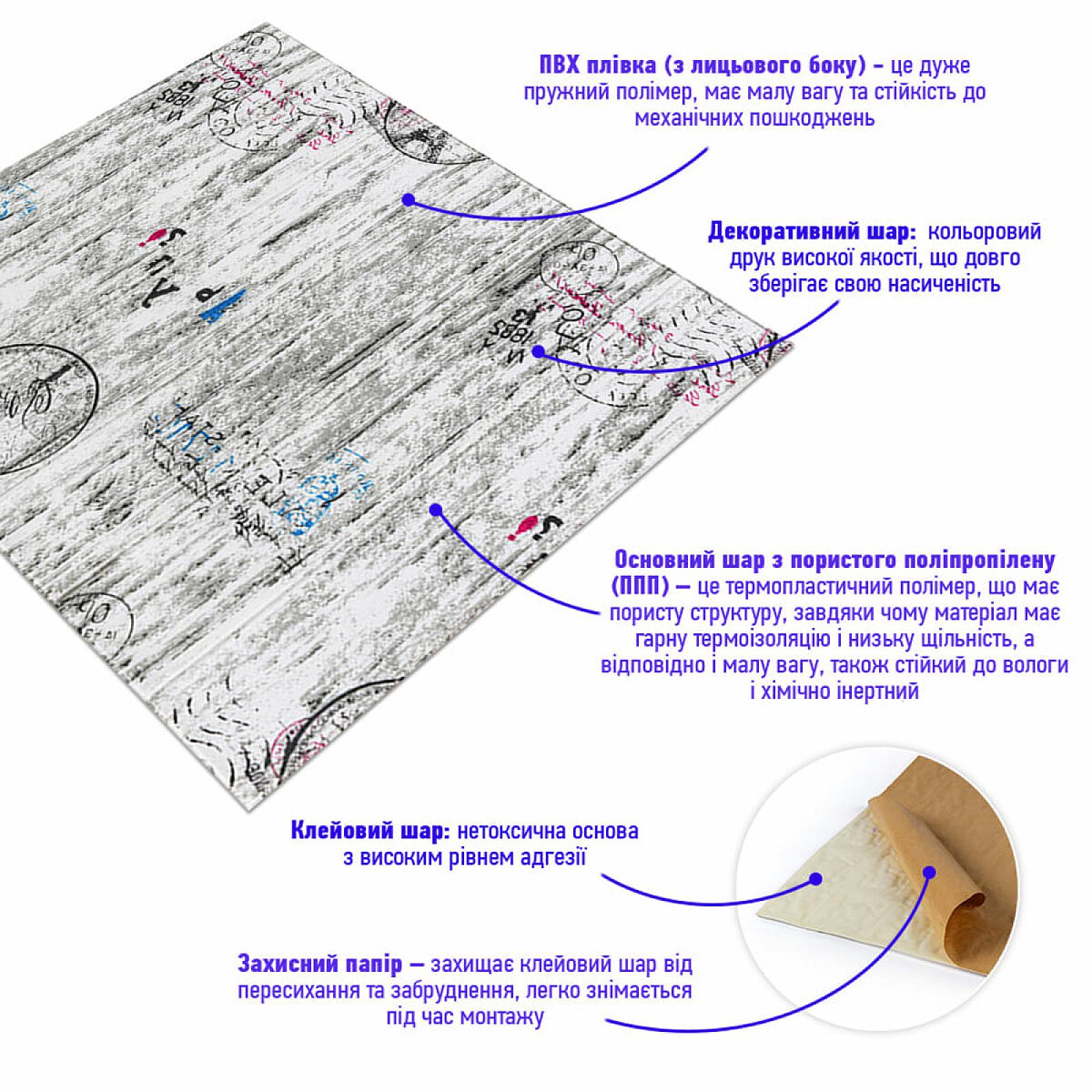 Самоклеюча декоративна 3D панель 700x700x5мм Париж (085)