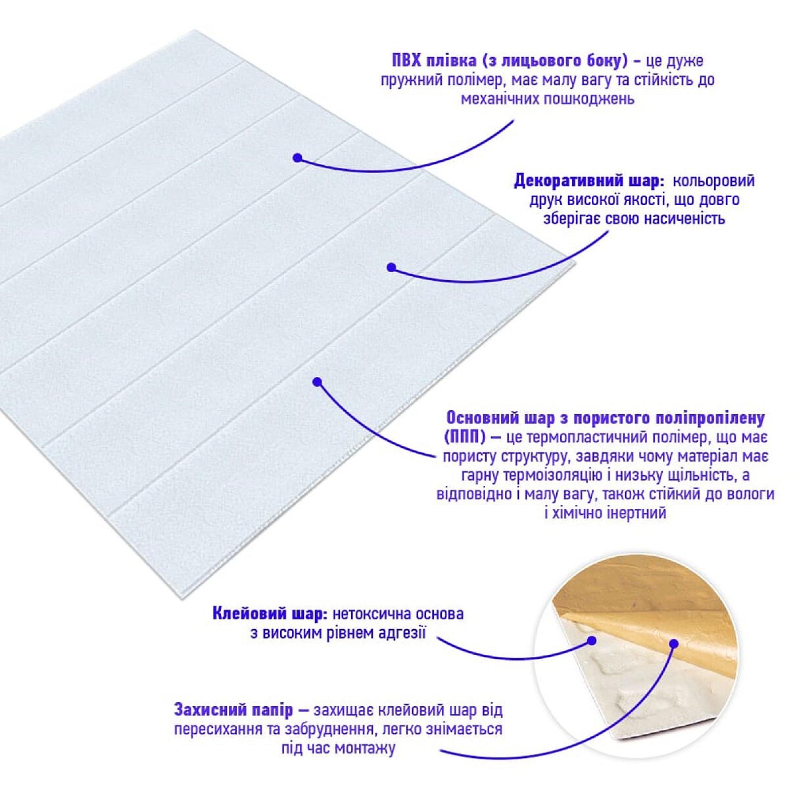 Панель стінова 3D 700х700х4мм Біла вагонка