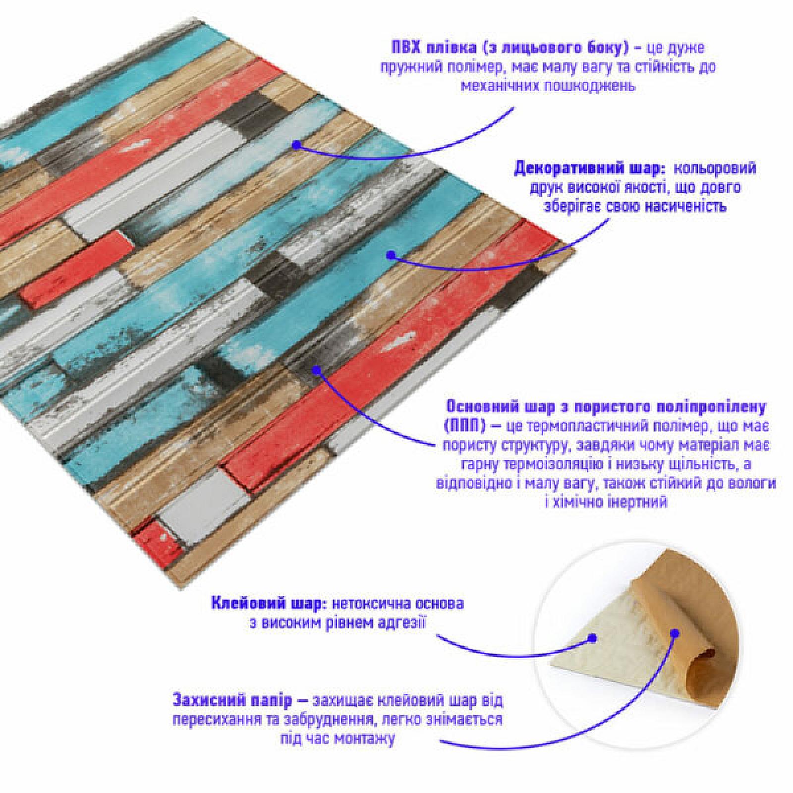 Самоклеюча декоративна 3D панель 700x700x5мм Рожеве дерево (050)