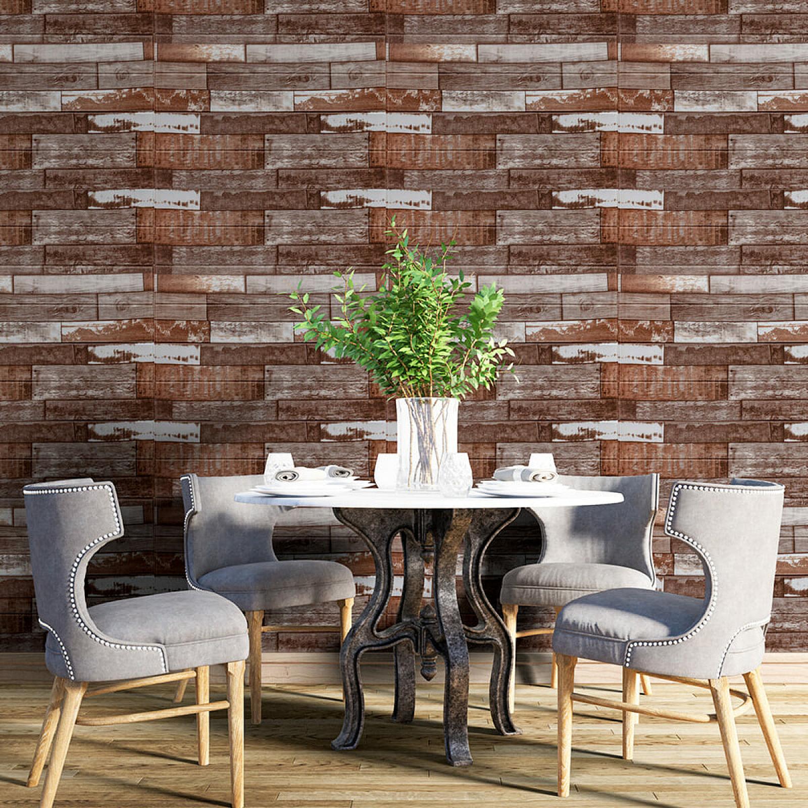 Самоклеюча декоративна 3D панель 700x700x5мм Коричневе дерево (049)